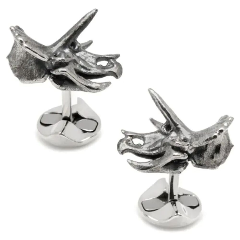 Velociraptor Dinosaur Skull Sterling Silver Cufflinks